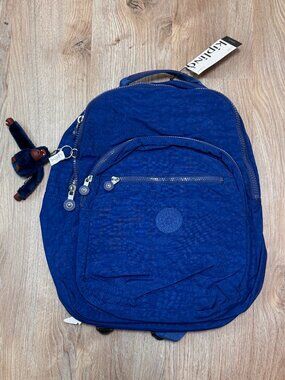 NWT Kipling Seoul Up to 15 in Laptop Large Backpack DEEP SKY BLUE  BP4233 School